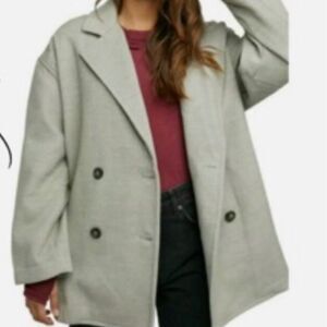 Free People Hannah Slouchy Double Breast Blazer in Oregano Super Soft